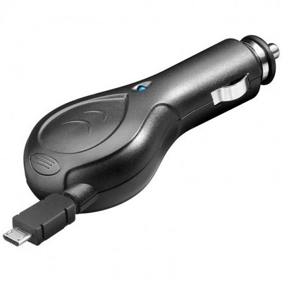 Alimentatore da Auto (12/24V) Micro-USB con Cavo Retrattile  