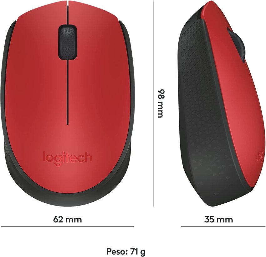 LOGITECH M171 Wireless Ottico Mouse Nero/Blu/Rosso  