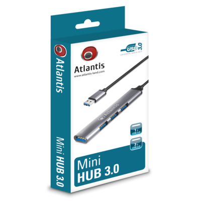ATLANTIS-LAND Hub 1 Usb 3.0, 3 Usb 2.0 Alluminio 