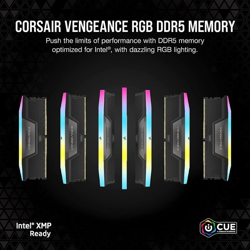 CORSAIR VENGEANCE RGB DDR5 RAM 32GB (2x16GB) 6000MHz CL36 Intel XMP  